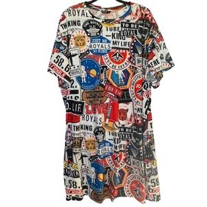 SHEIN Curve womens Size 3XL all over print crew neck tshirt dress